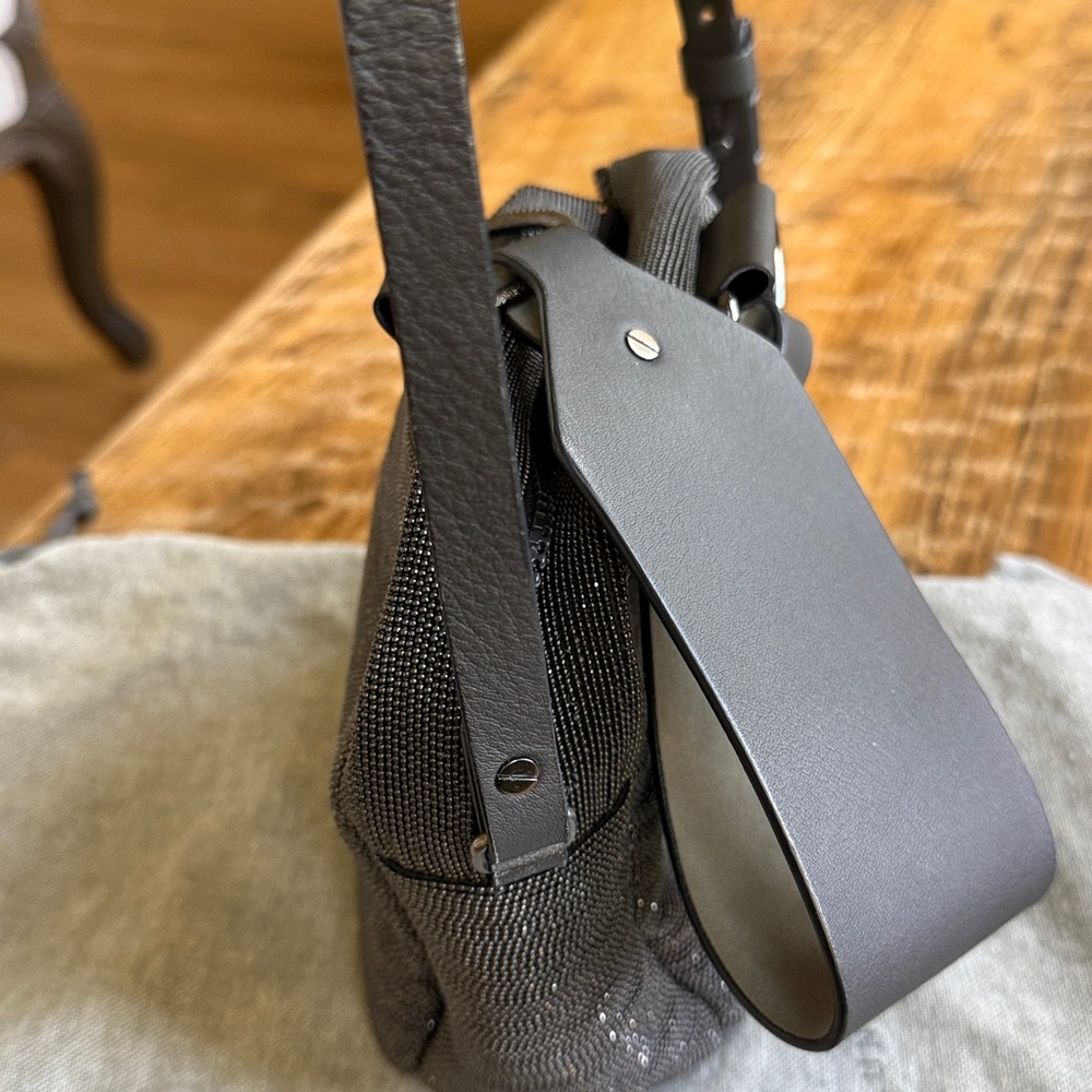 Brunello Cucinelli Dark Gray full signature monili detail crossbody bag - Picture 11 of 14